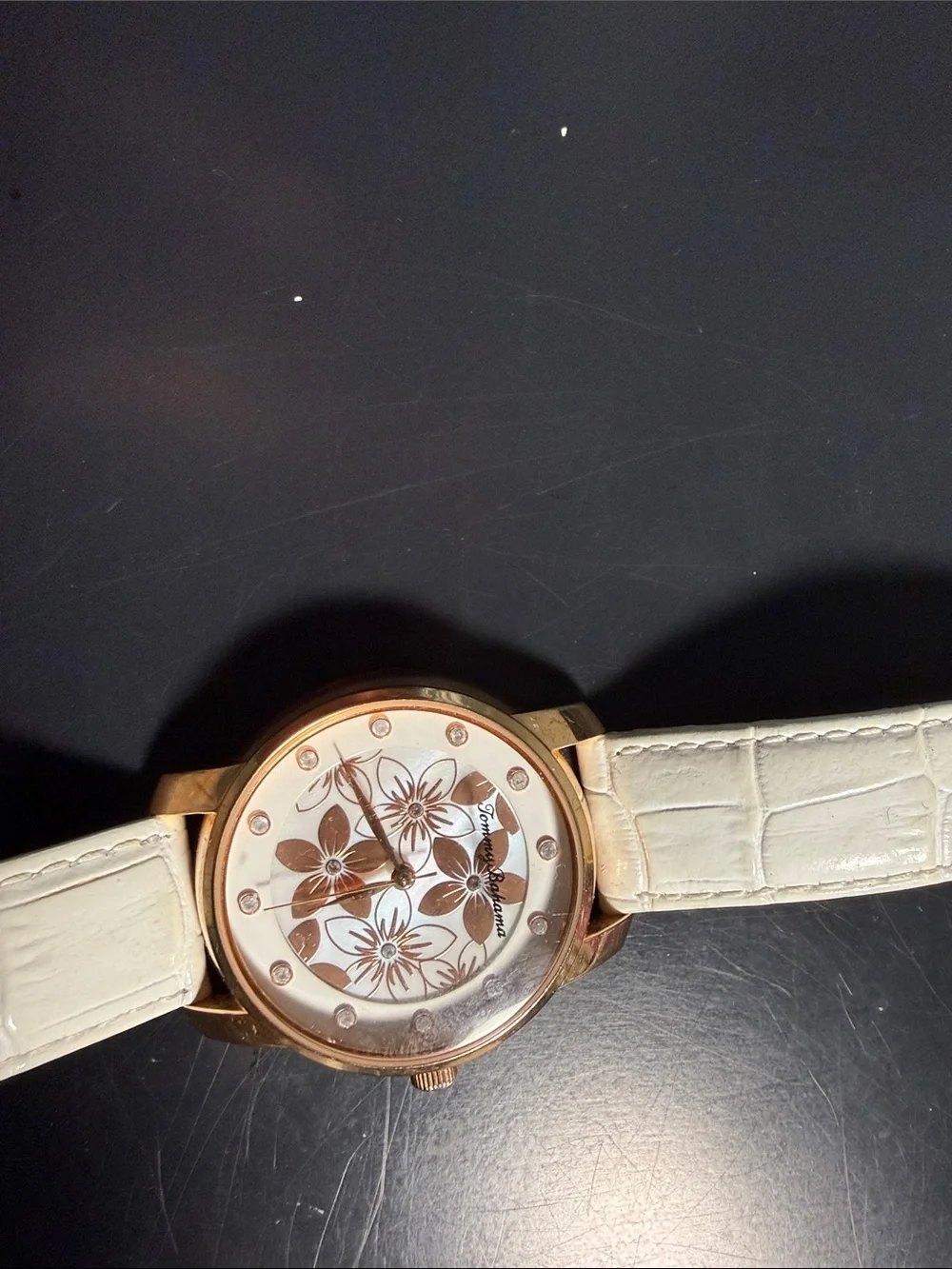 Tommy Bahama White Floral Dial Gold-Tone Women’s Watch
